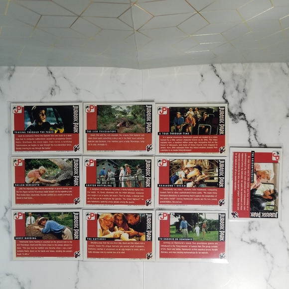 Vintage JP Topps Trading Cards Lot of 10 Jurassic Park Movie Cards Lot #13 - Picture 7 of 12